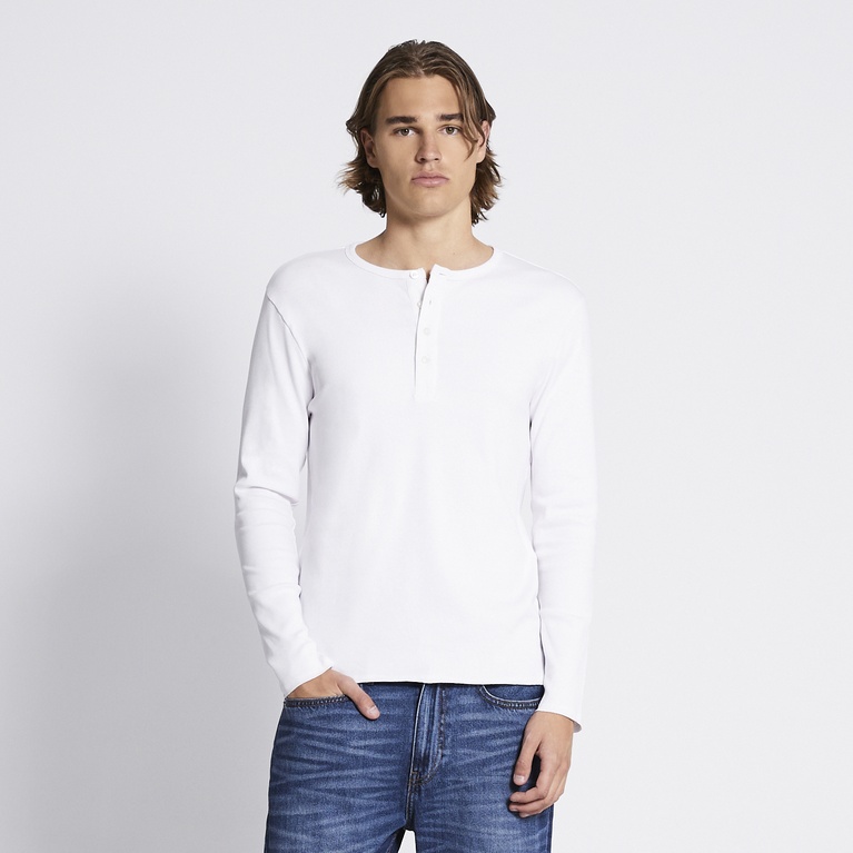 Rib knit long sleeve tee "Zane" White